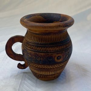 Hand carved wooden shot glass.